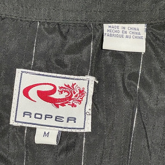 Roper Black Snap Button Embroidered Western Button Front Shirt Size Medium - Picture 6 of 6